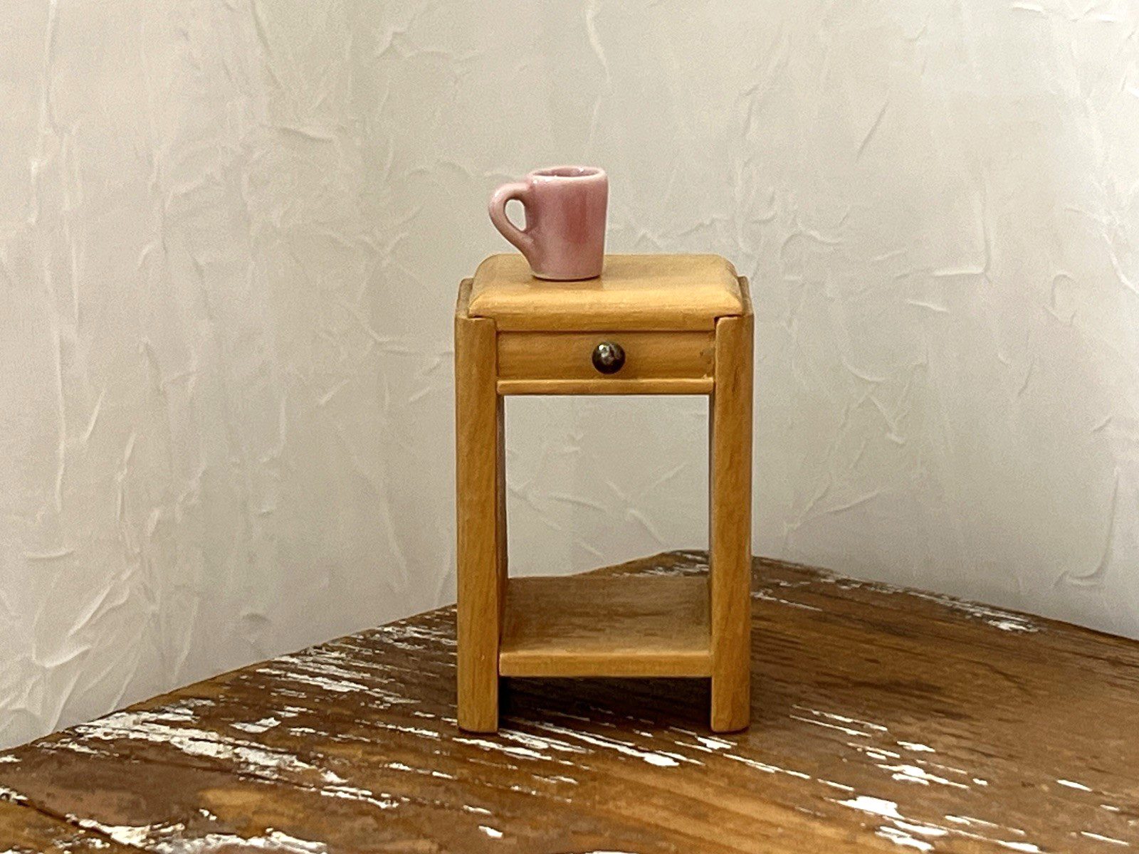 F.A.O. Schwarz Bedside Table 1960s Vintage German Dollhouse Furniture 1:12 Scale