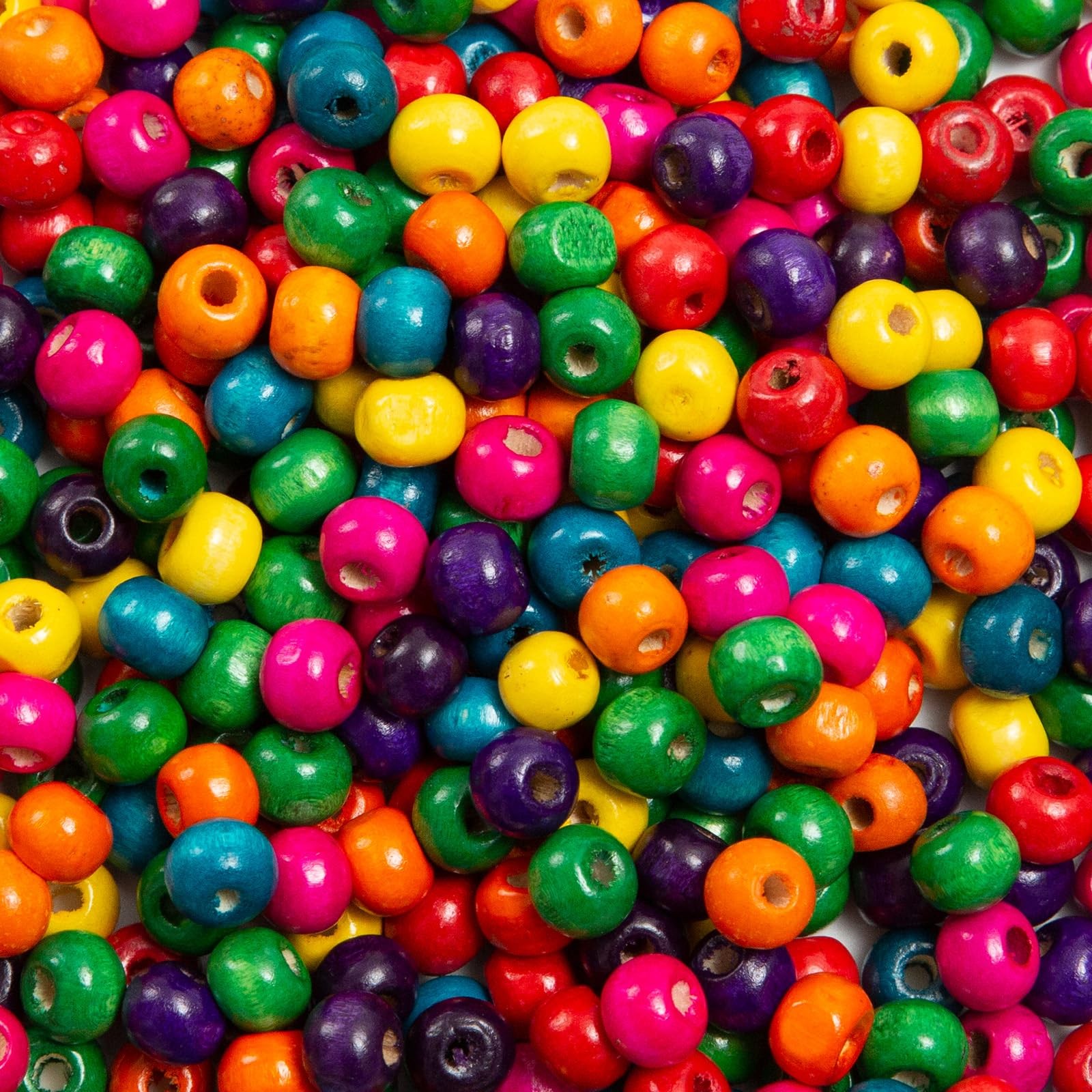 Baiinjiene 1000pcs Colourful Wooden Beads Round Paint 8mm 8mm, 