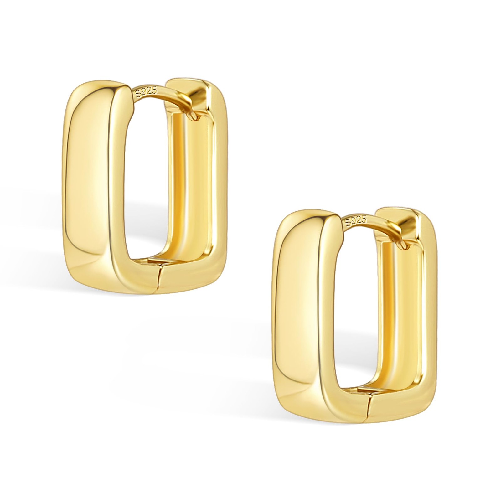 14K Gold Plated Earrings for Women Trendy Small Chunky Hoop Small, Gold-B 