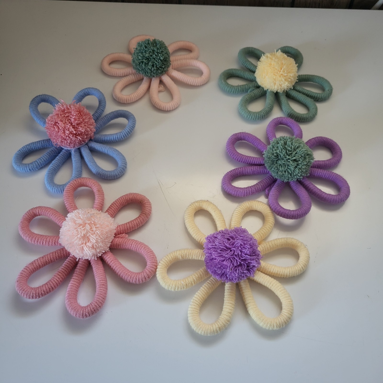 6pcs Artisanal Flower Wall Hanging Decors for Birthday or, Baby Showers