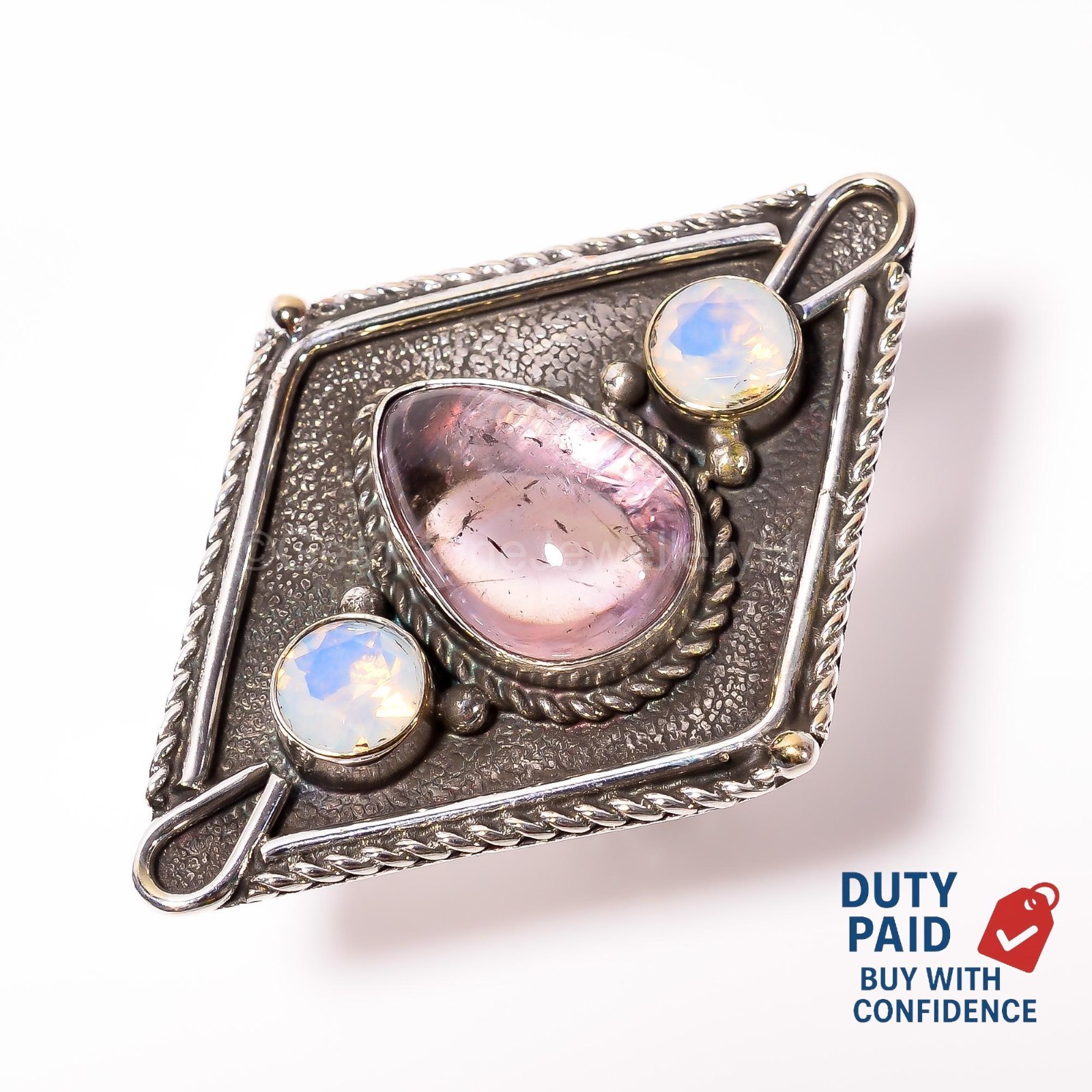 Genuine Amethyst 925 Silver Handcrafted Band Statement Anniversary Ring Size 7.5