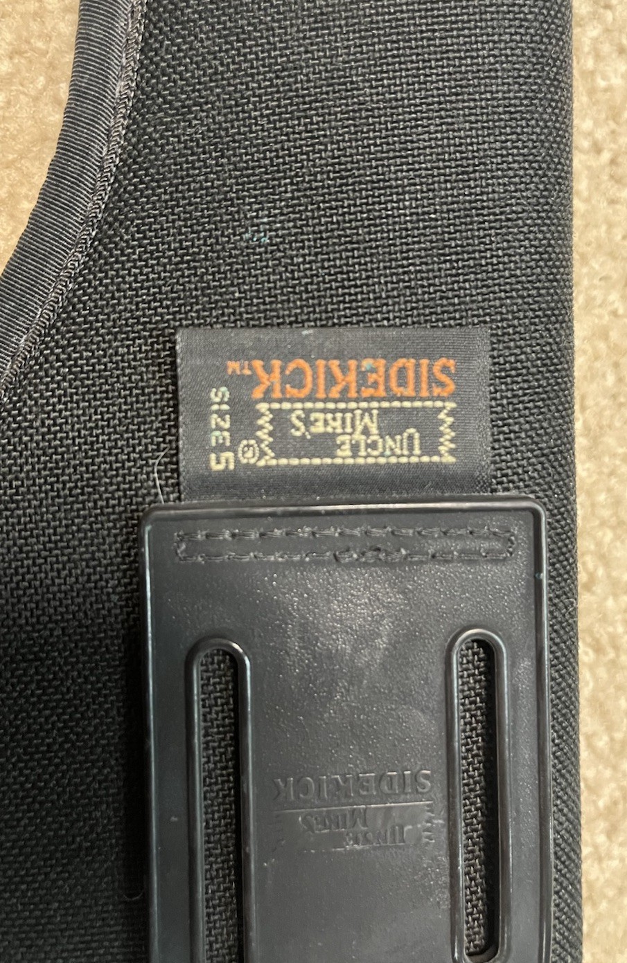 Uncle Mike’s Sidekick Size 5 Black Nylon Pistol Holster Belt Clip Right Hand