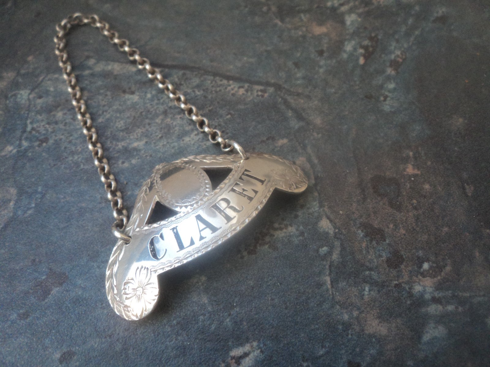 Scottish Claret Decanter Wine Label Victorian Sterling Silver h/m 1890 Edinburgh