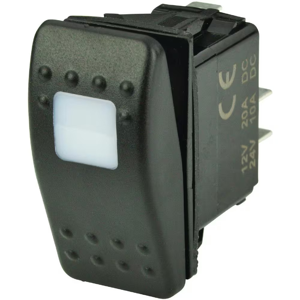 1/4 In. Blade Terminals Contura Rocker Switch, Off/On, SPST, Illuminated Amber