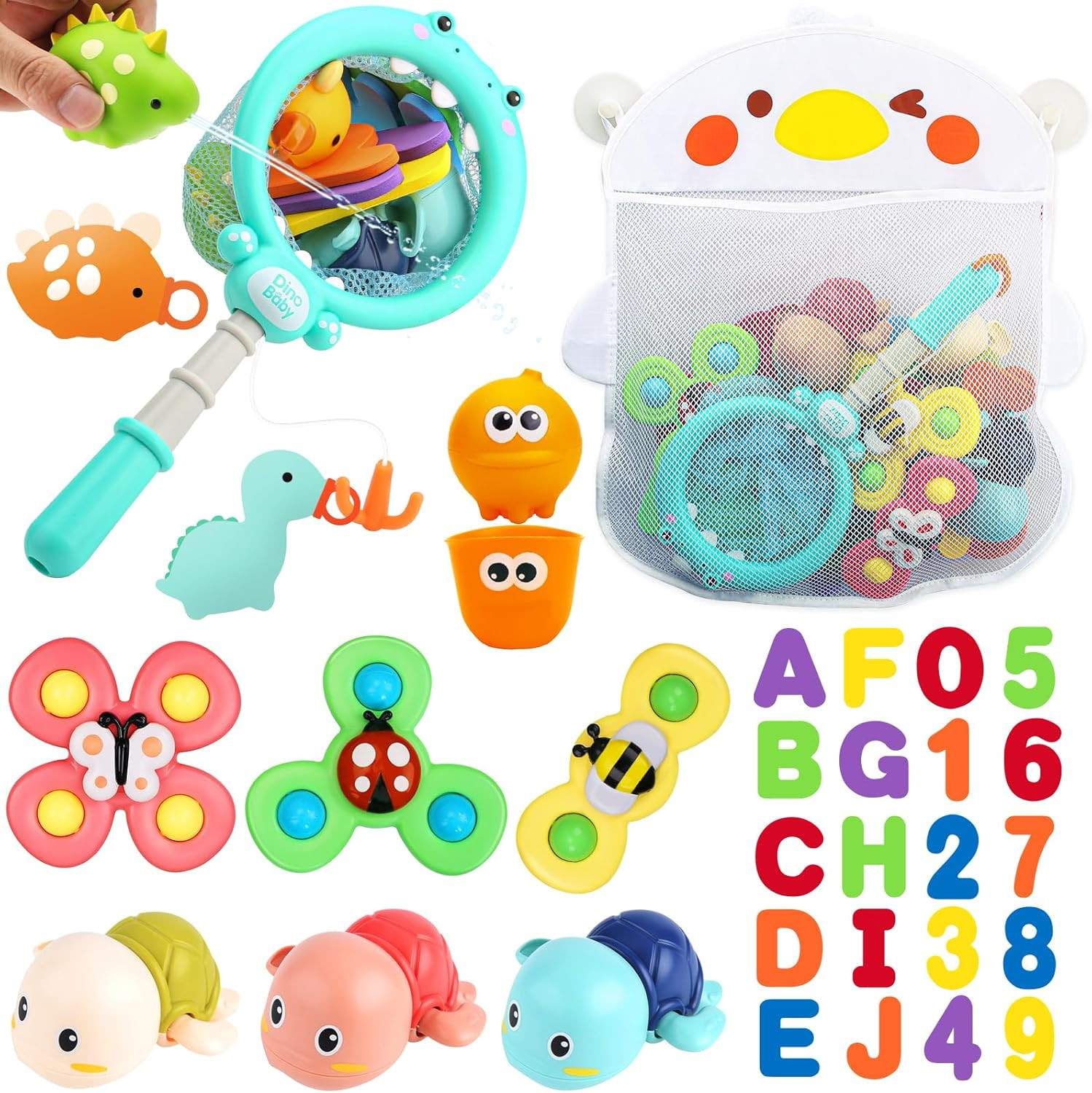 Baby Bath Toys for Toddlers 1-3, Kid Bathtub Toy with 36 Foam Bath Letter & Numb