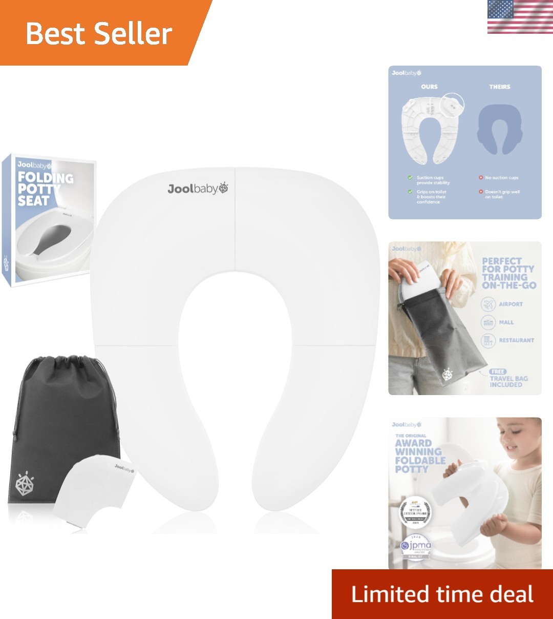 Travel-Ready Folding Potty Seat for Toddlers - Fits Most Toilets, Includes Bag