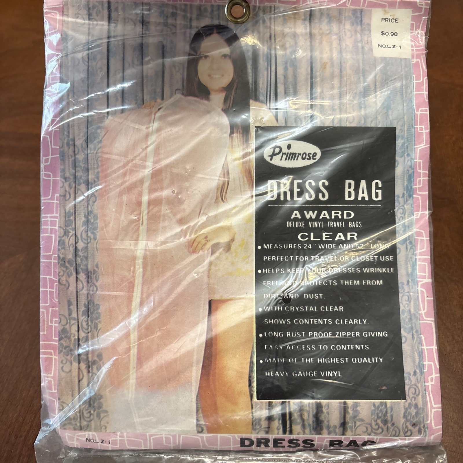 Vintage 1970s New Old Stock Primrose Award Dress Bag Travel Storage Closet New