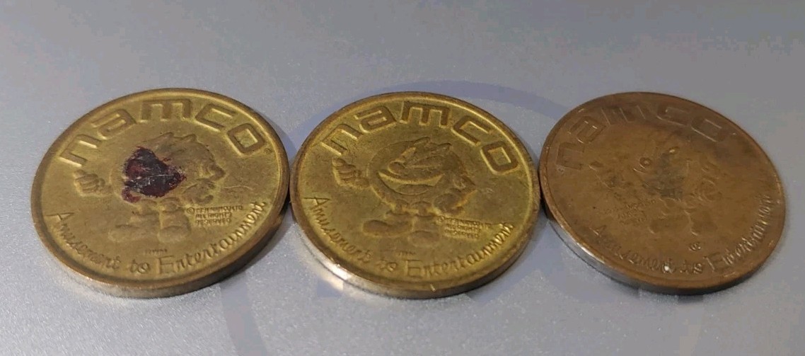 3 Namco Pac-Man Logo Amusement Entertainment Arcade Tokens