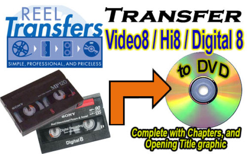 REEL TRANSFERS - Convert Video8/Hi8/Digital8  to DVD     Broadcast Quality!