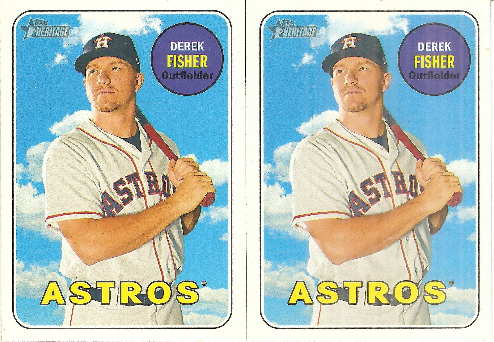 2 CARD 2018 TOPPS HERITAGE DEREK FISHER BASEBALL CARD LOT