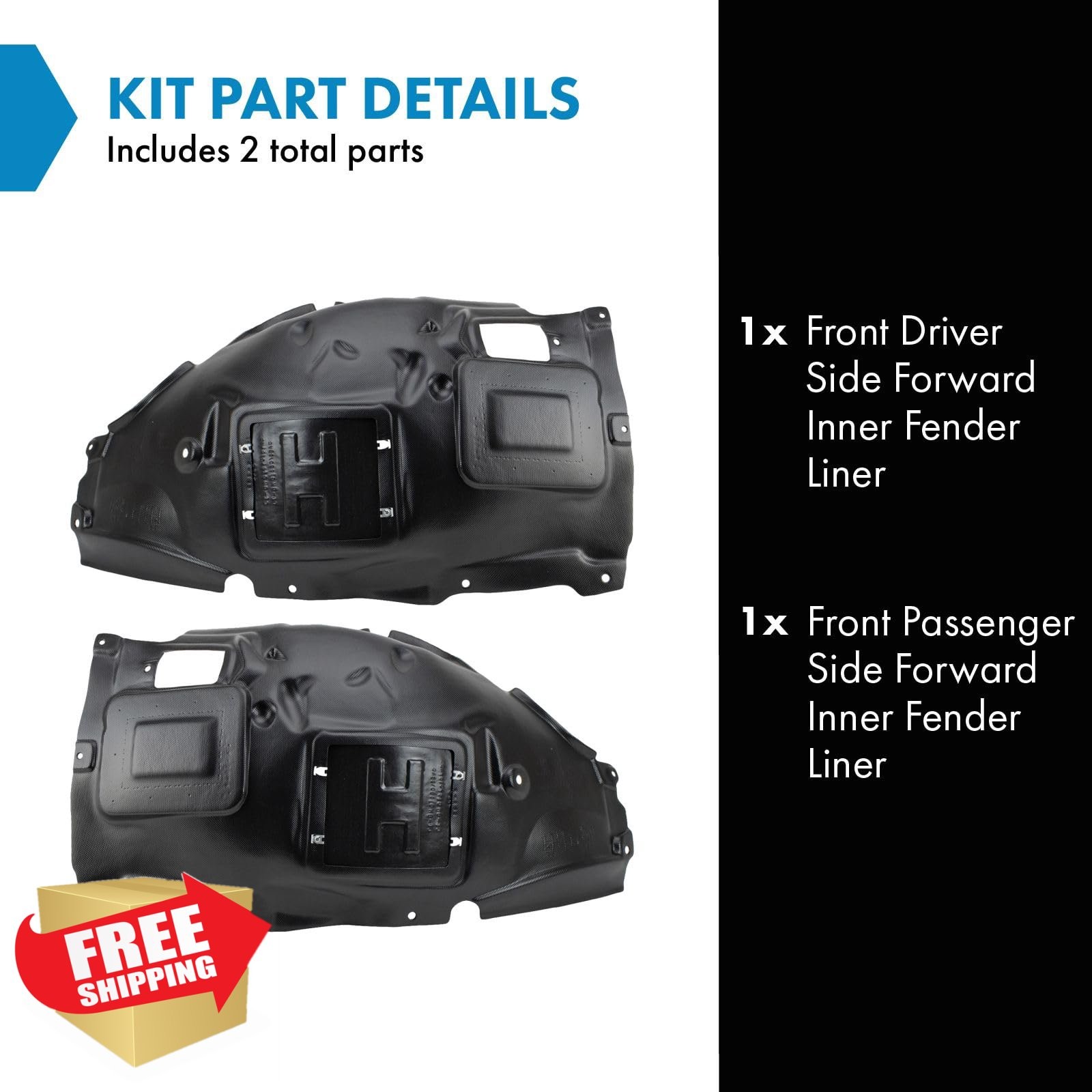 TRQ Front Inner Fender Liners for 2012-2018 BMW 3 Series