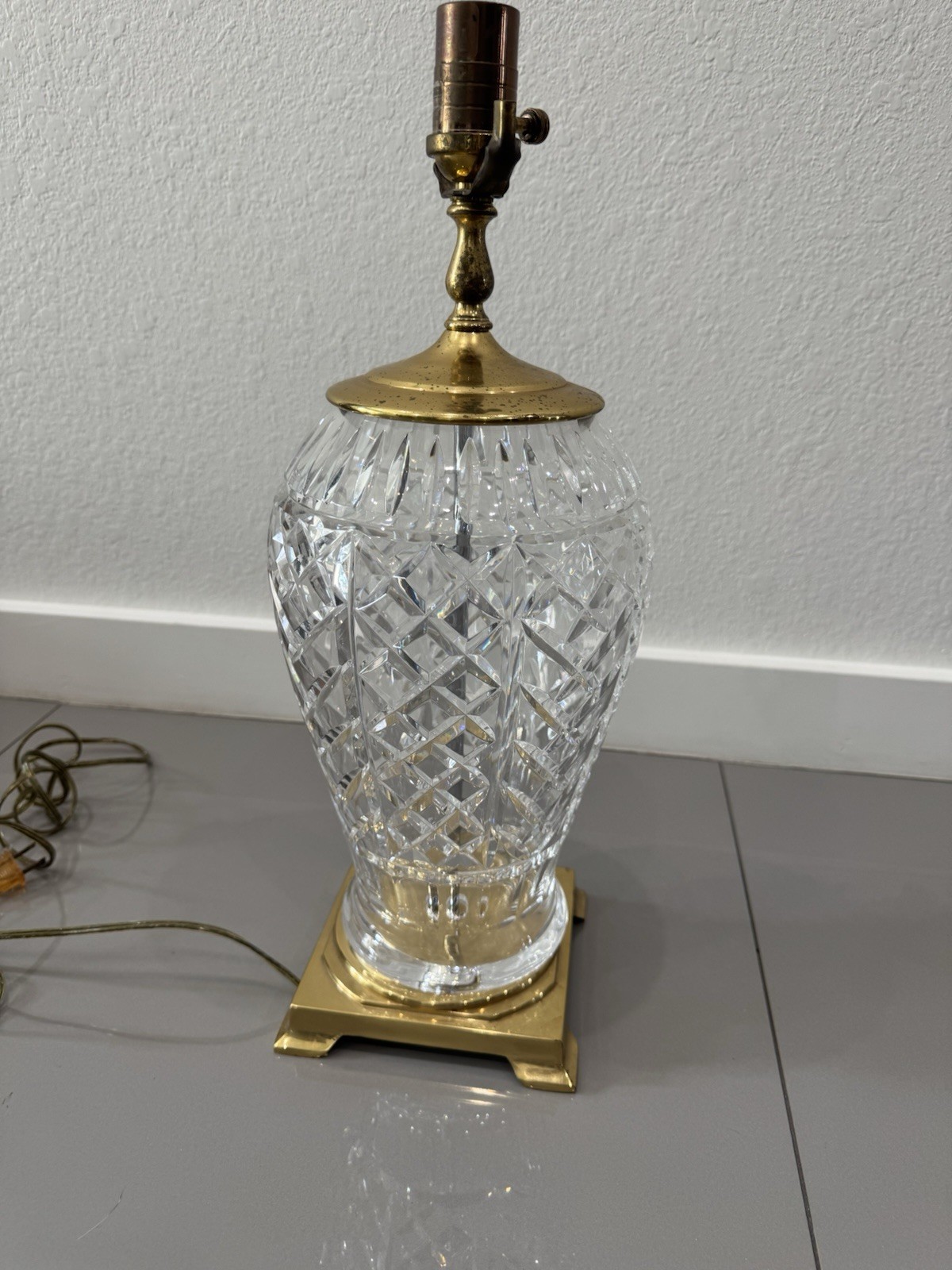 Signed Waterford Cut Crystal Table Lamp 19” As It Sits - Not Working No harp