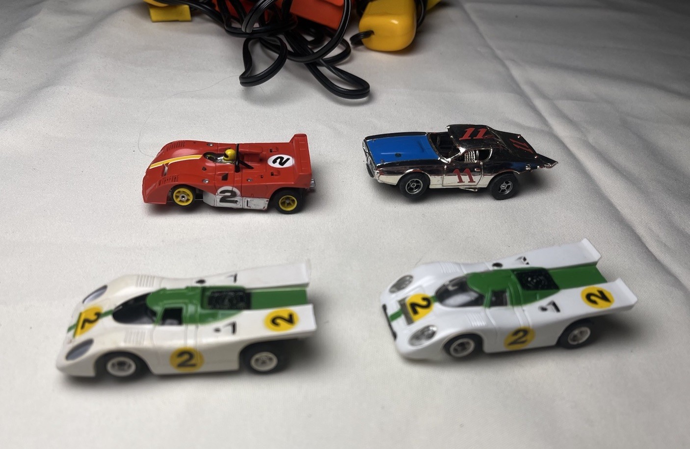 Aurora AFX Model Motoring ho slot cars Lot Of 4 And Accessories G Plus Untested*