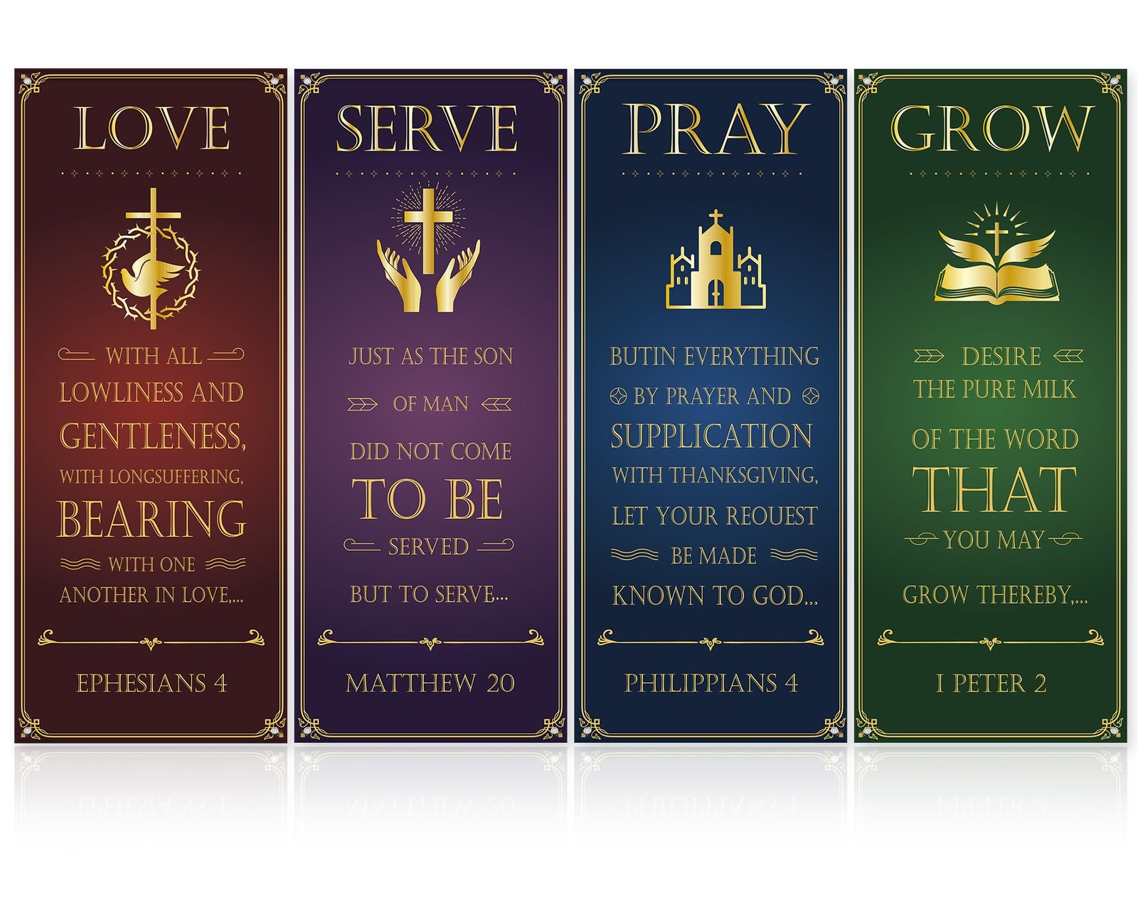4Pcs Church Banners with Scripture for 59.45 inches x 24.02 inches, Colorful 