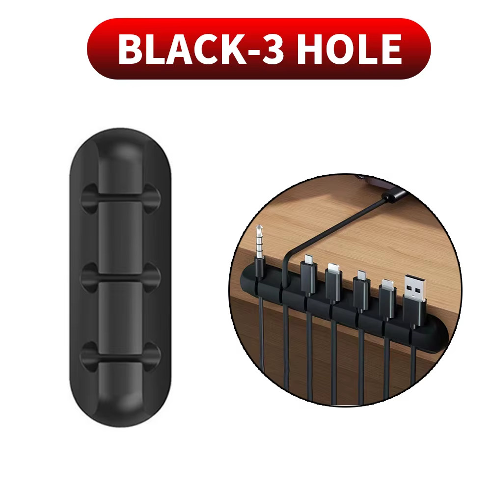 Cable Cord Wire Organizer Silicone USB Cable Winder Management Clips Self Adhesi