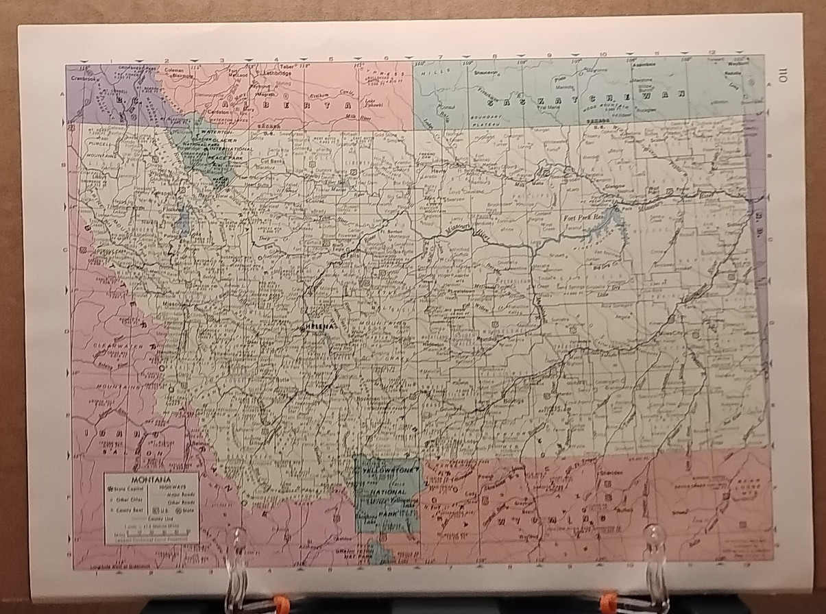 Old Vintage MONTANA Atlas Map 1961 MSM Life Pictorial Atlas of the World