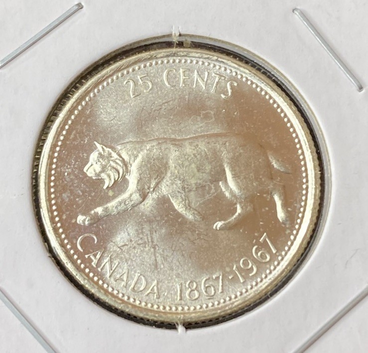 1967 Canada 25 Cents Quarter 0.8000 Silver ASW 0.15 Oz Coin Free Shipping