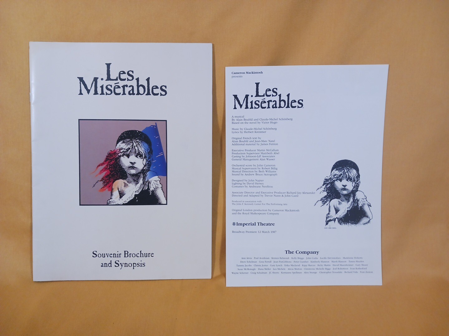 Vintage Les Miserables Souvenir Theatre Brochure and Synopsis With Insert 