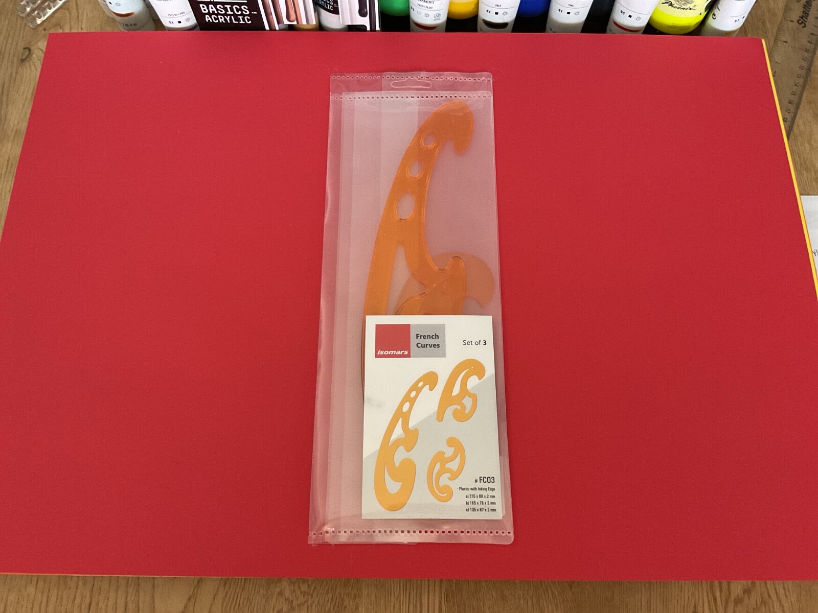 Isomars New French Curves drawing Template set of 3 & plastic wallet  P585