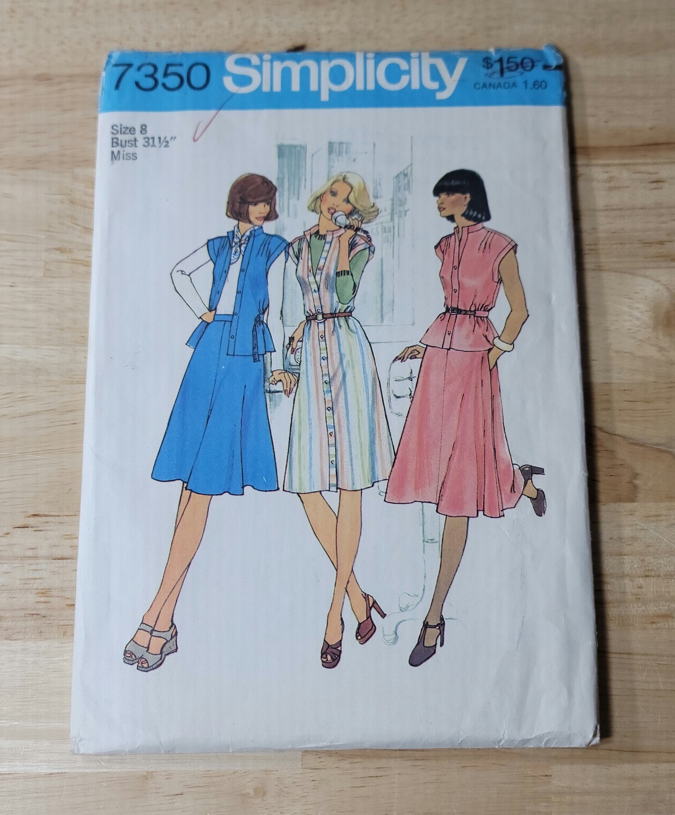 Simplicity Pattern MISSES SKIRT-DRESS-TOP #7350 Size: 8 UNCUT ©1976