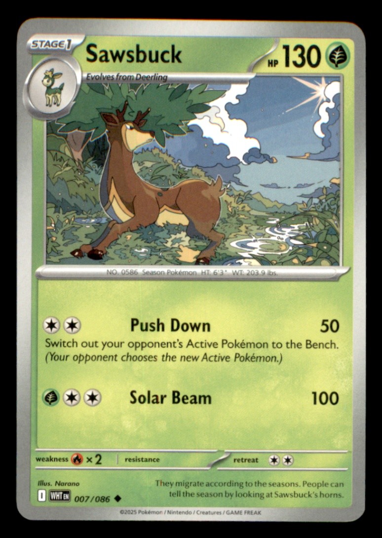 Sawsbuck Uncommon SV: White Flare 007/086 NM Normal Pokemon