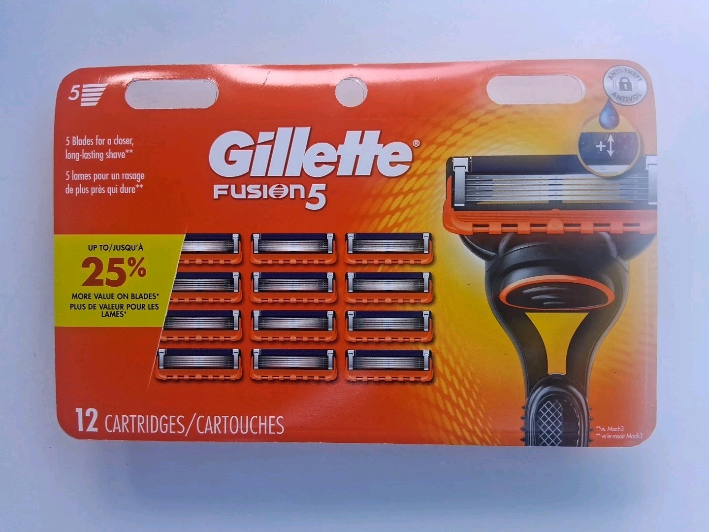 Gillette Fusion 5 Razor Blade Refills,12 Cartridges, Factory Sealed,BRAND NEW