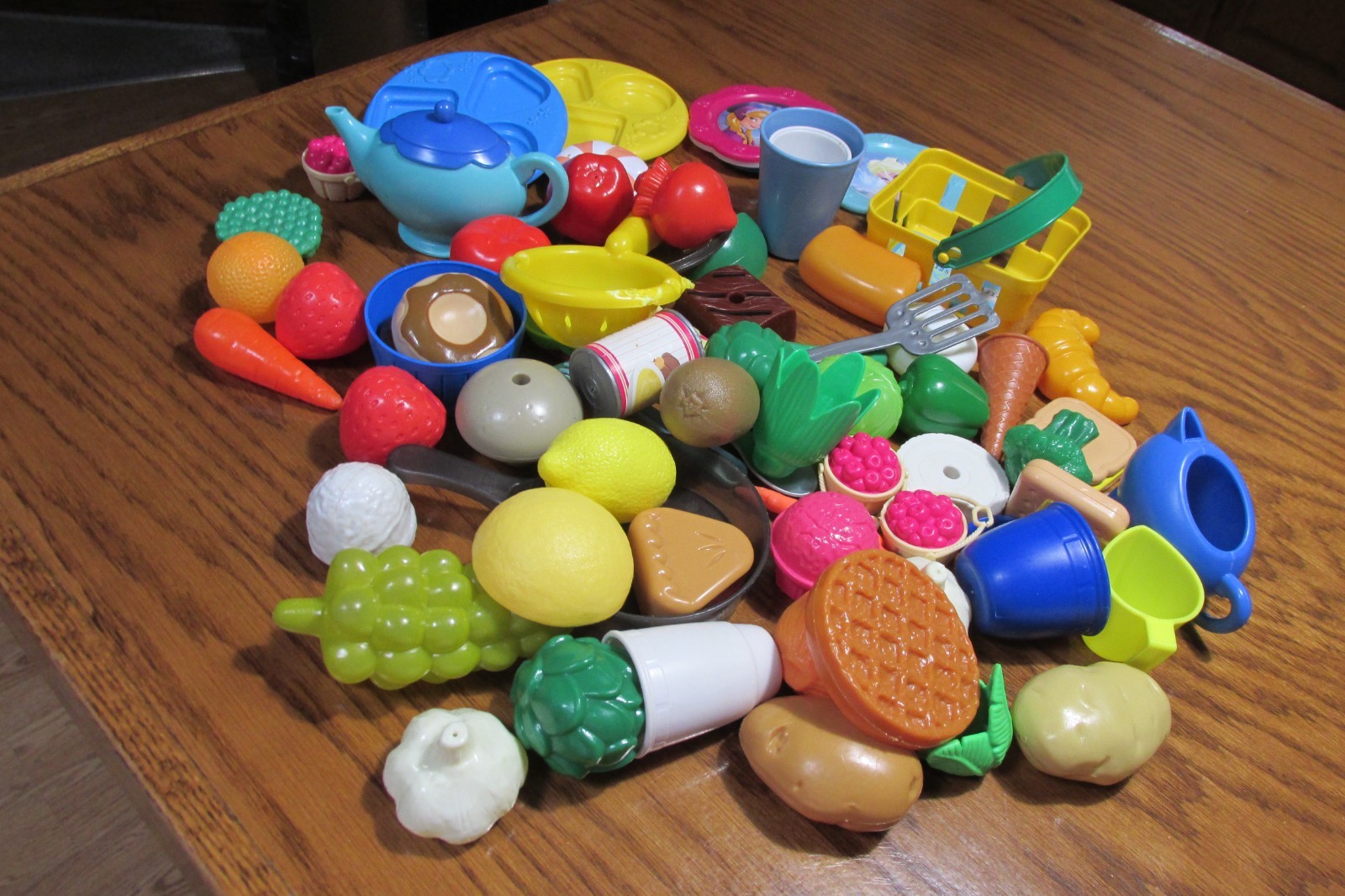 Plastic Fruits & Veggies Pretend Play Food Lot Food Toys Mixed 74 Pieces