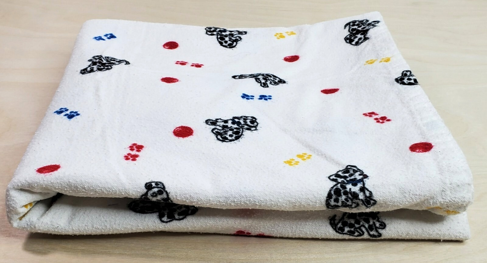 Flannel Baby Blanket 40" Square Dalmatians Dog Puppy Cotton Retro