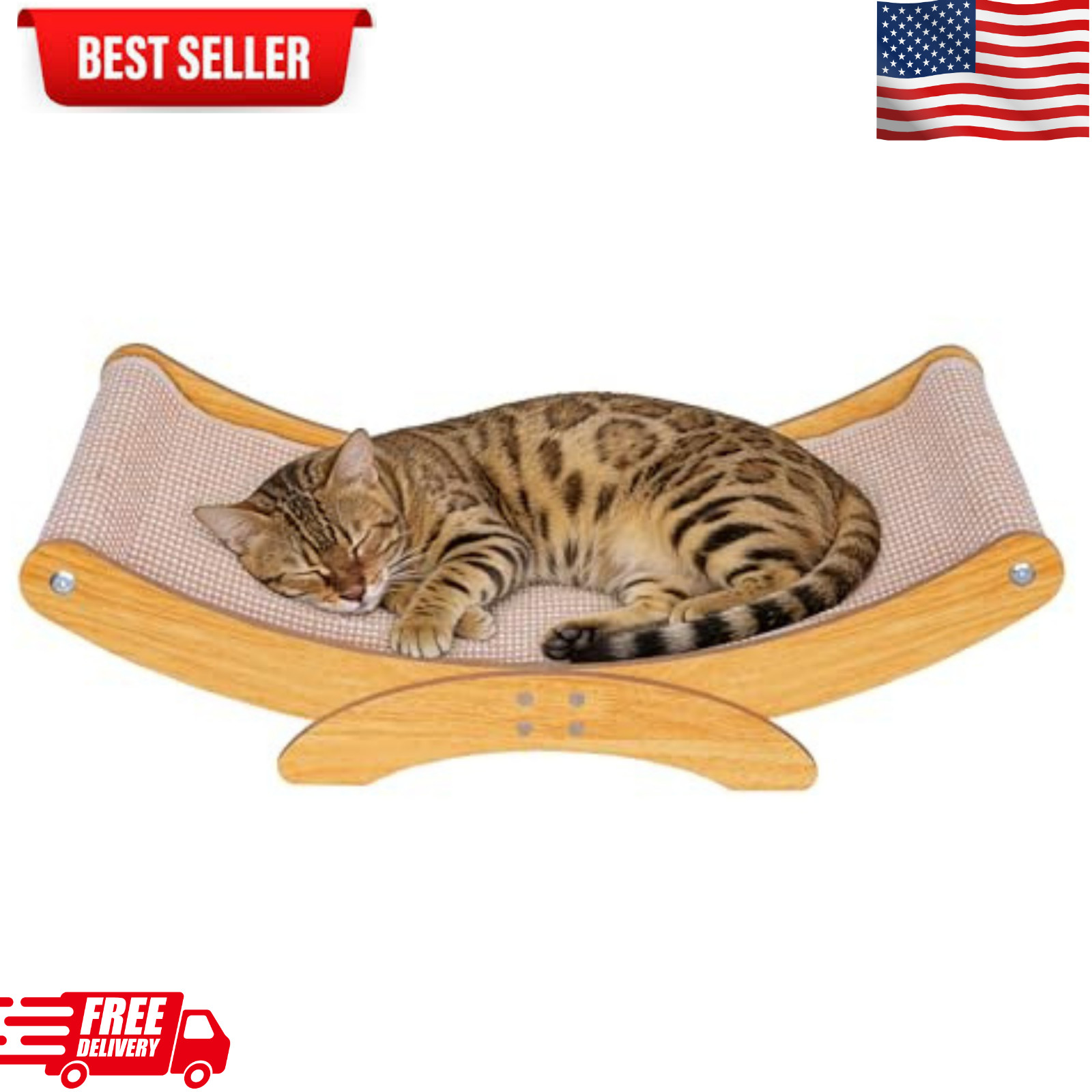 Cat Scratcher Bed for Indoor Cats - 27.6" Extra- Large Natural Sisal Cat Scratch
