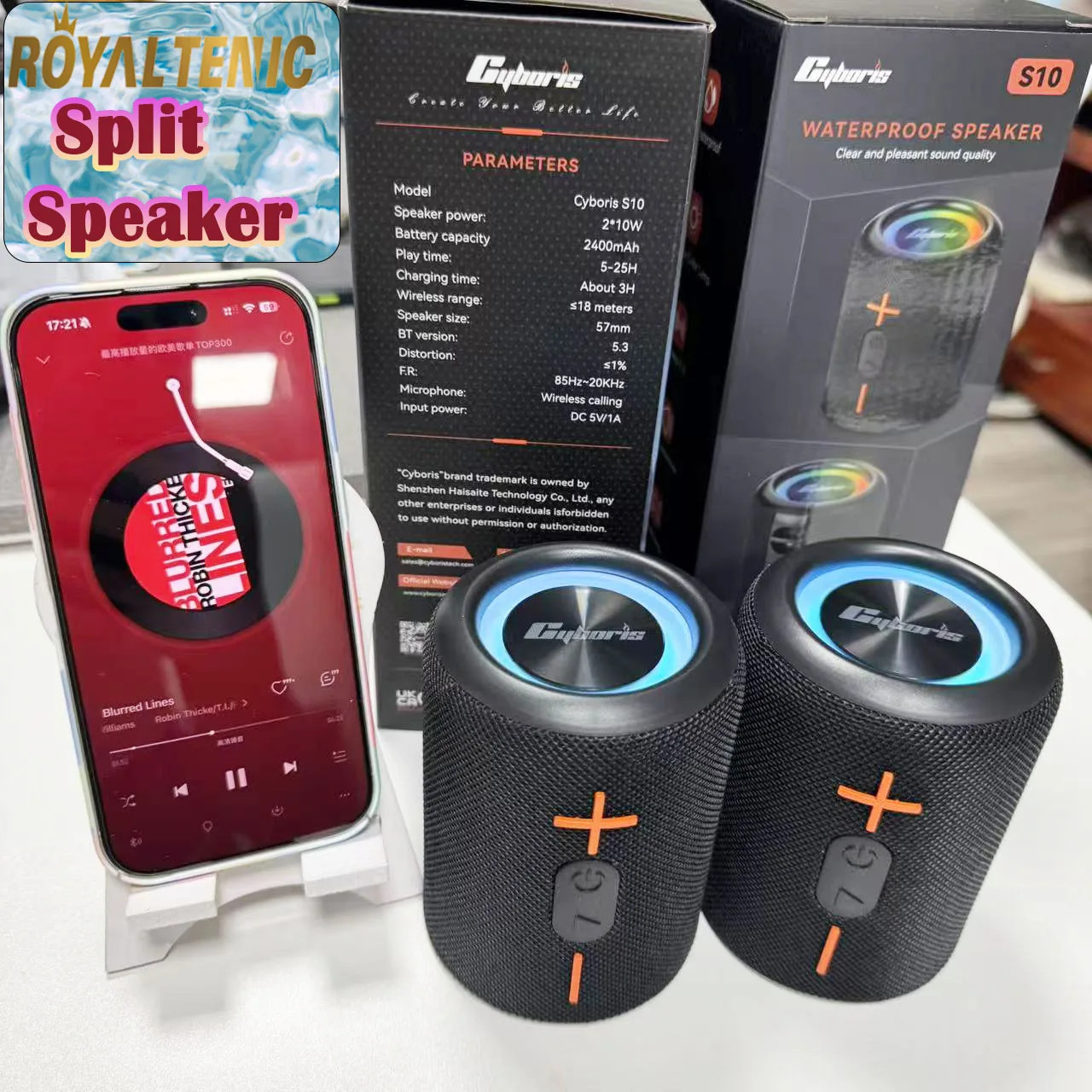 2in1 S10 Split Wireless Bluetooth Speaker 20W Powerful IPX6 HIFI Stereo Surround