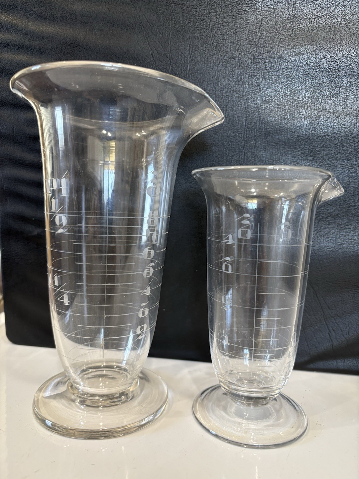 Antique 1900s Whitall Tatum Co Apothecary Glass Beaker - Etched Graduated Lot 2