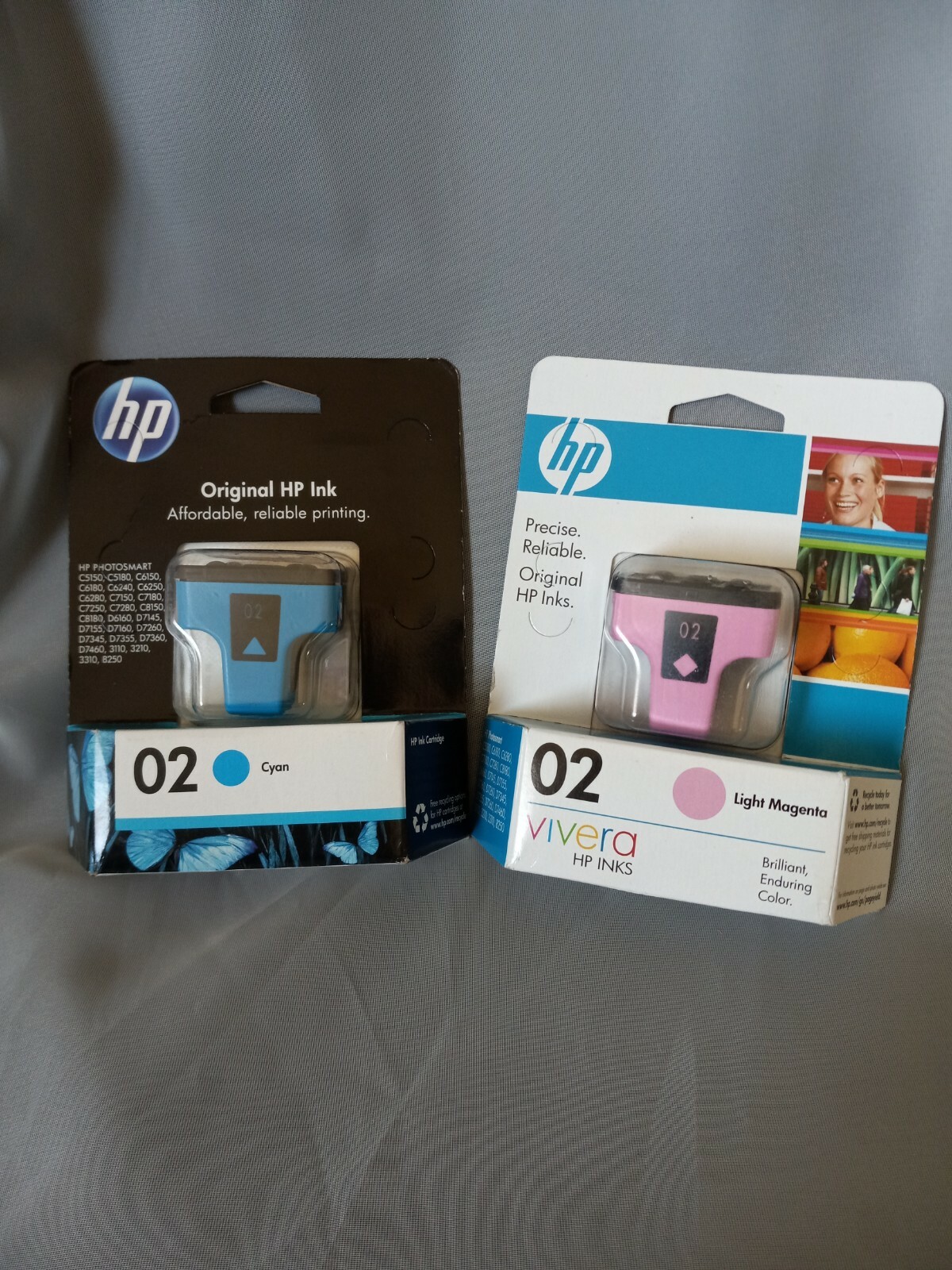 HP 02 Cyan and Magenta Ink Cartridge New Sealed Exp 2010 and 2012