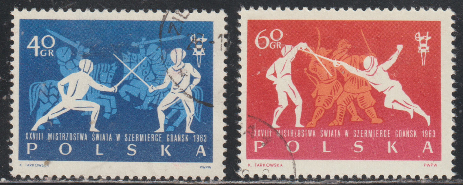 Poland 1963 SC# 1147 - 1148 - Fencers and knights in armor - Used Lot # 40