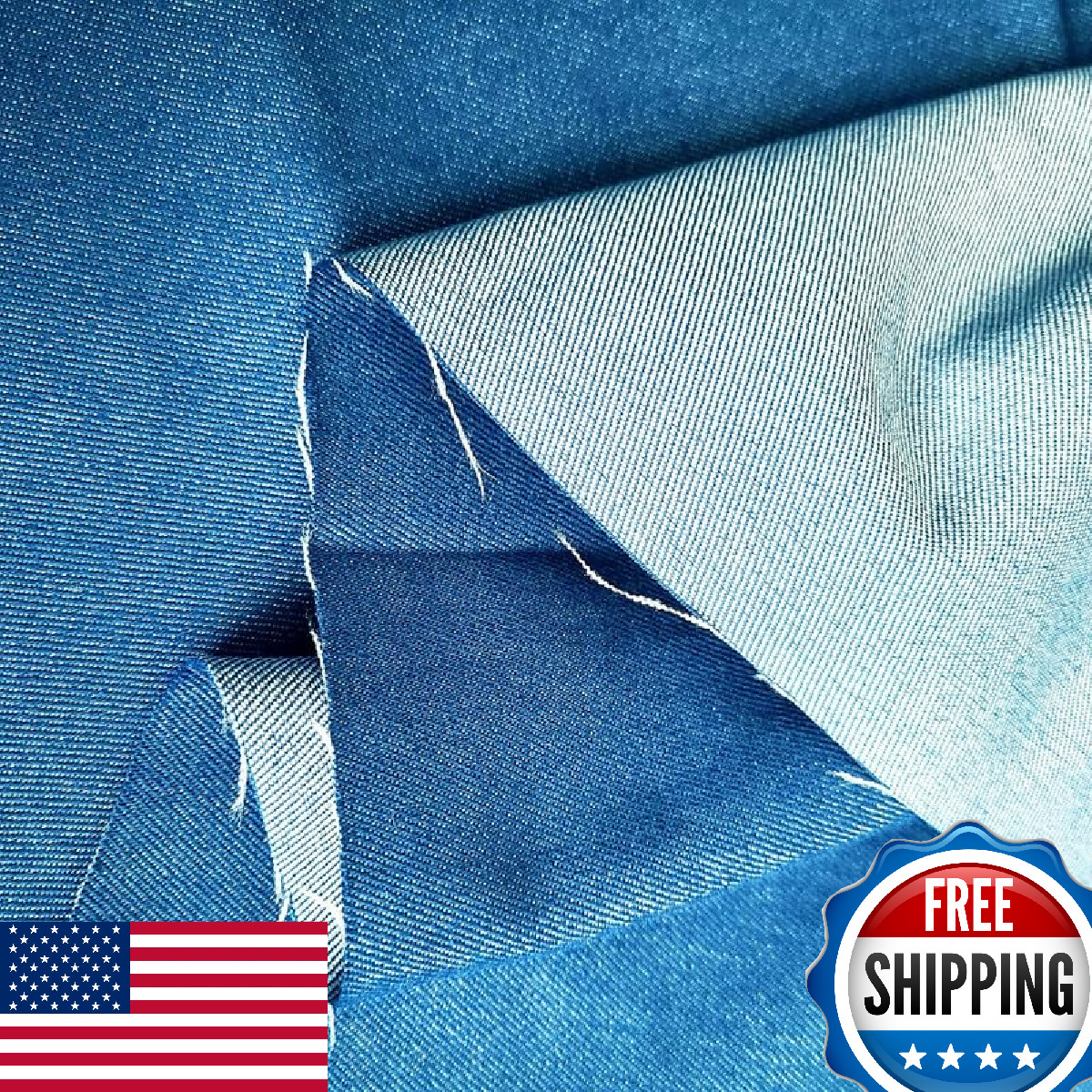 2-Yards 8 oz Classic Blue Denim Fabric for Sewing & Crafting