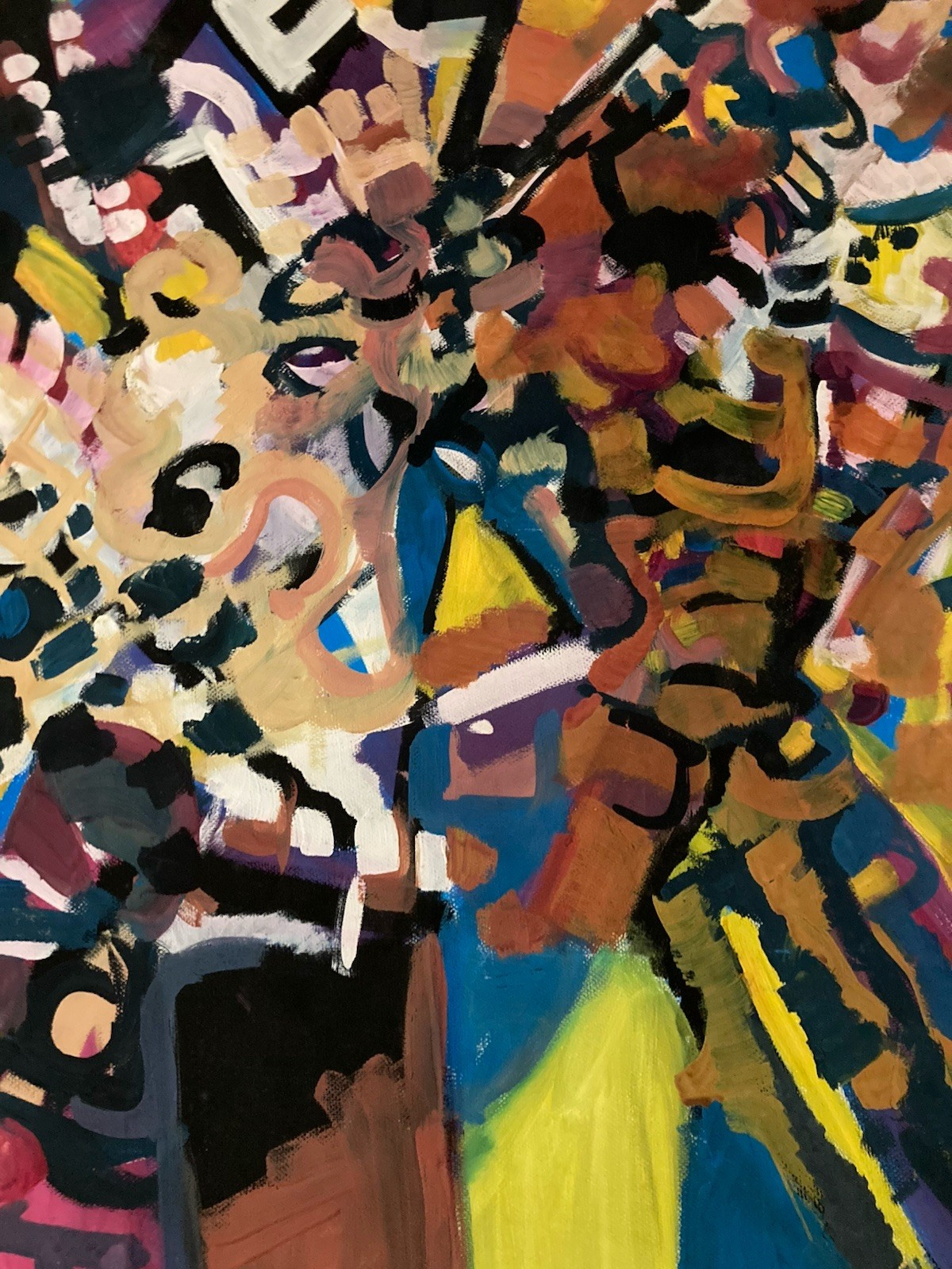 Beau Grand Dessin Abstrait Gouache Papier 1970 Abstraction A Identifier Ancien