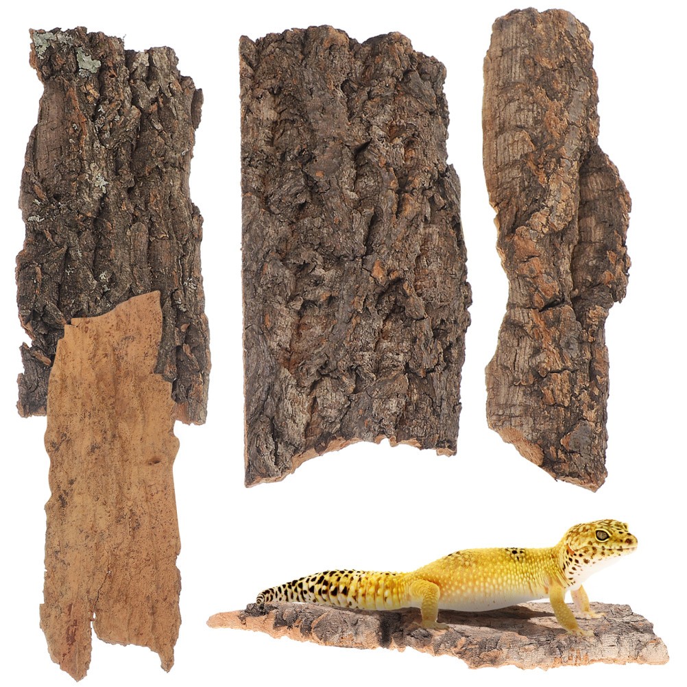 4 Pcs Reptile Hide Large Cover Bearded Dragon Cork Board Peices for