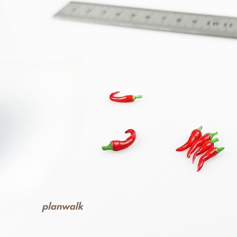 6PC 1:12 Red Chili Vegetable Miniatures For Dollhouse Kitchen Market Groceries