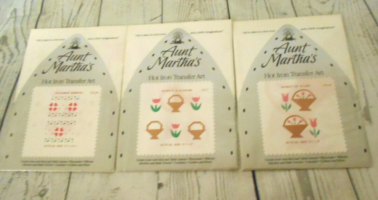 Vtg Three Aunt Martha's Hot Iron Transfer Art 