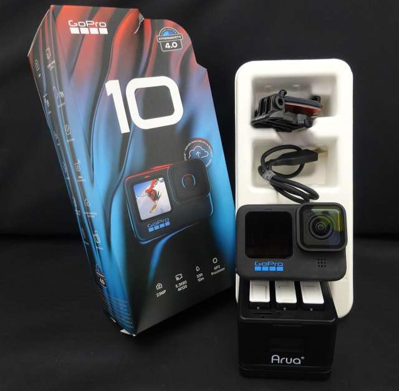 GoPro HERO10 Action Camera with 3 ARUA Batteries Used From Japan