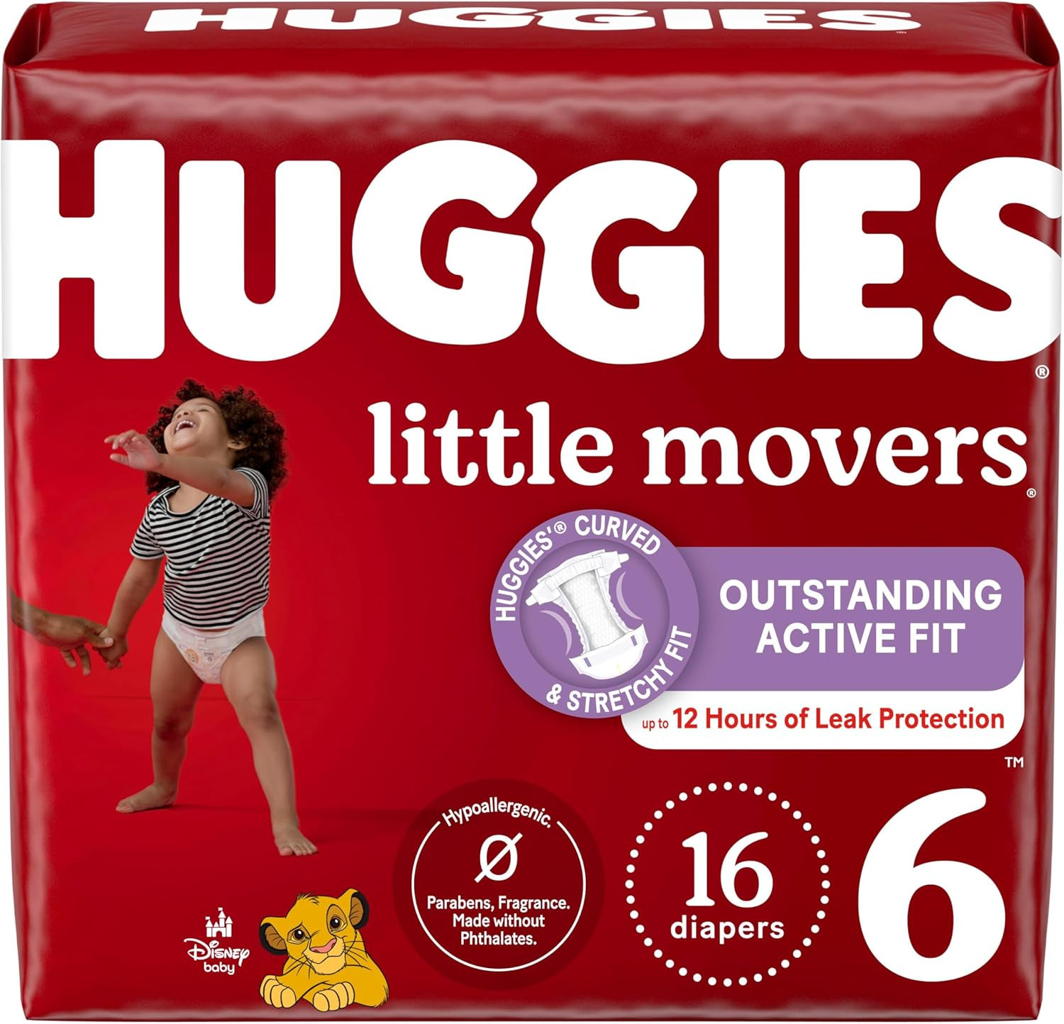 Size 6 Diapers, Little Movers Baby Diapers, Size 6 (35+ Lbs), 16 Count