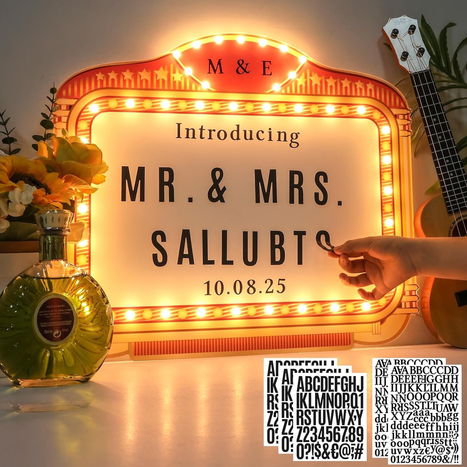 22" Wedding Bottle Service LED Marquee Sign Personalized Light Up #R048