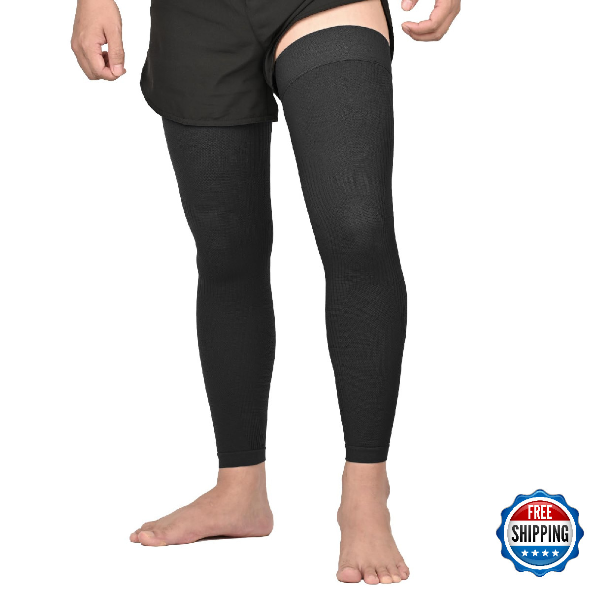 KEKING Full Leg Compression Sleeves Unisex Thigh High Stocking 20-30 mmHg Pain R