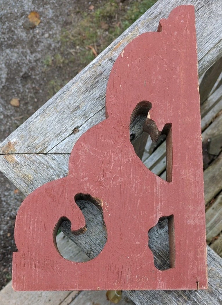 Ornate Burgundy Corbel One PieceWood Architectural Salvage Abt 16"x10"x2"