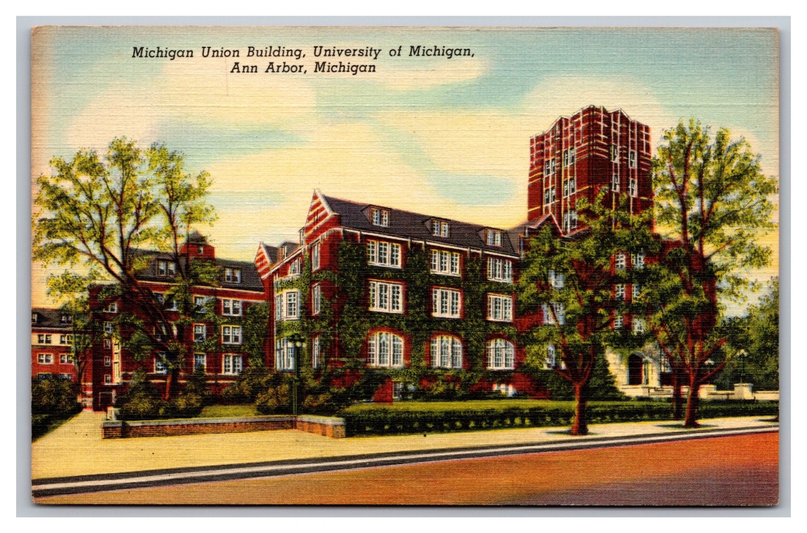 Ann Arbor MI Michigan University Union Building  Posted 1952 Linen Postcard