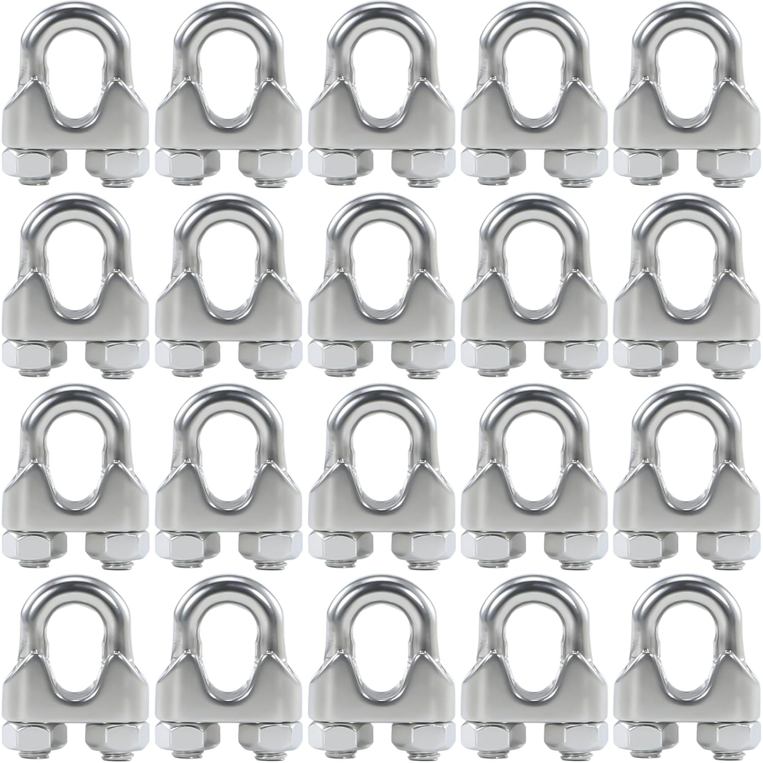 20PCS 1/8 Inches M3 Stainless Steel Wire Rope Cable Clip Clamp