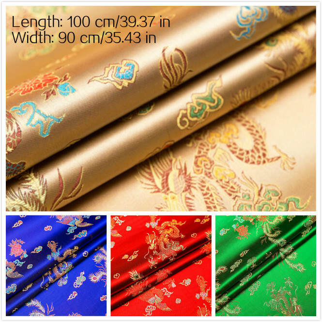 Embroidery Dragon Brocade Damask Fabric Satin Costume Material By Metre