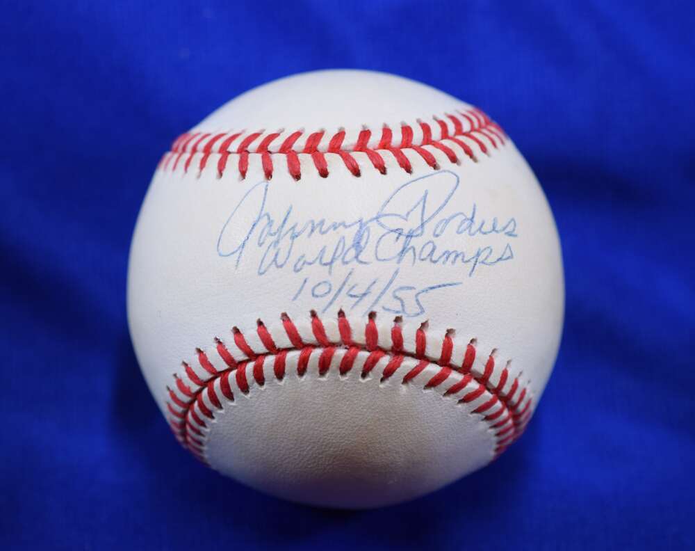 Johnny Podres PSA DNA Auto National League Signed Baseball World Champs 10/4/55