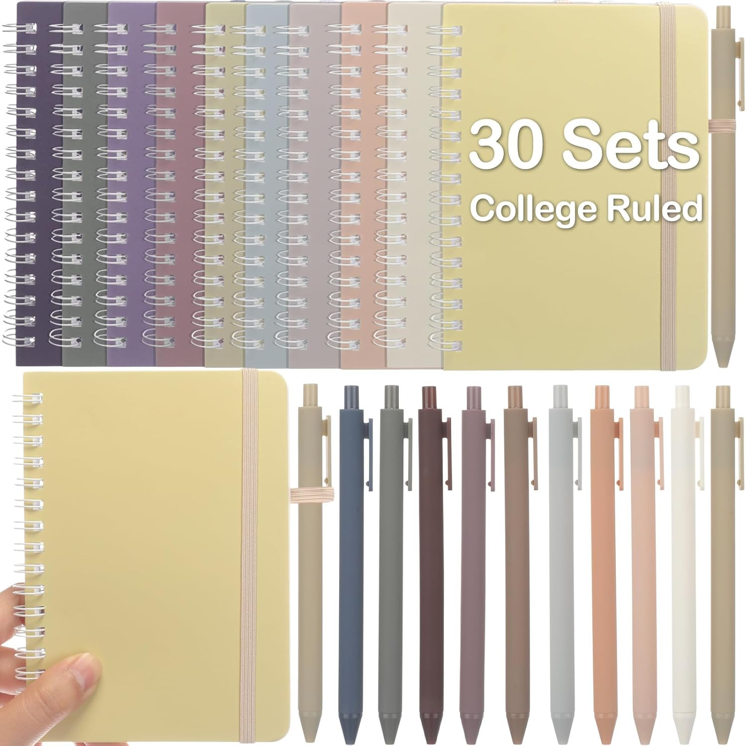 30 Set Small Spiral Notebooks A6 with Pens Bulk, Multicolor 4" X 6" Pocket Noteb