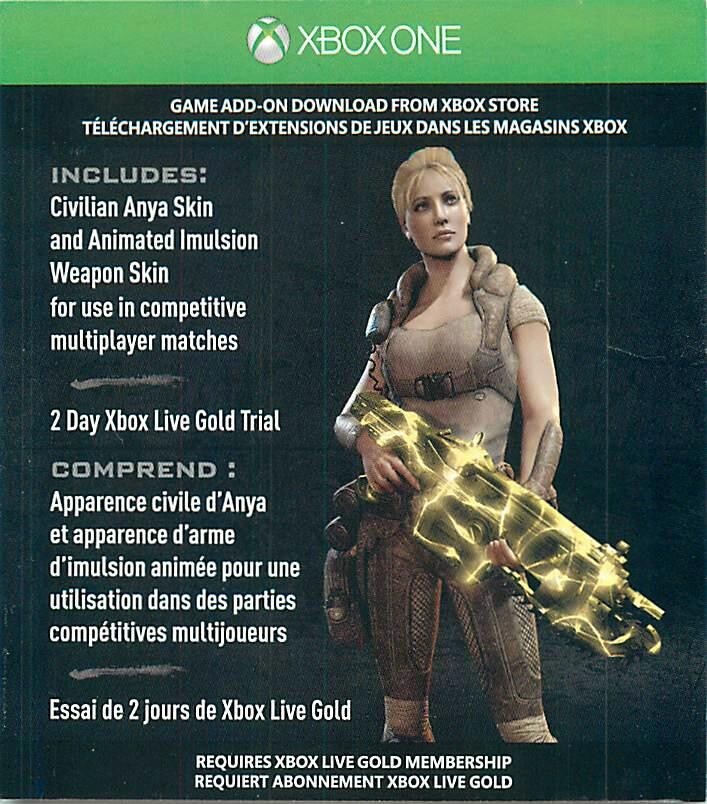 Xbox One - Civilian Anya Skin and Animated Imulsion Weapon Skin DLC, NO GAME