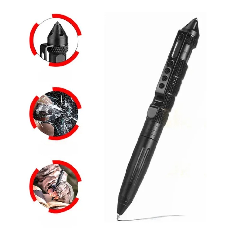 Multifunction Tactical Pen Self-Defense Tool with Glass Breaker – 5.91 in